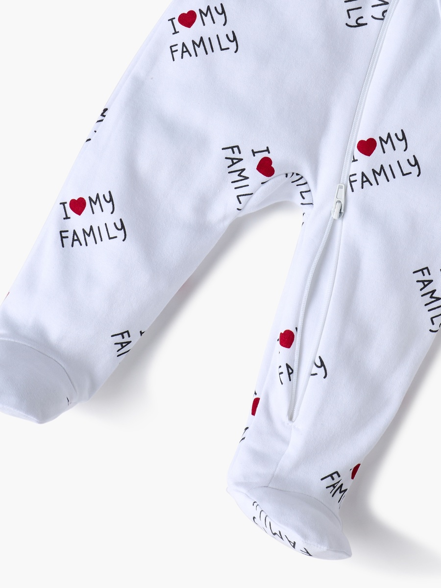 Printed Sleepsuit with Long Sleeves and Zip Closure