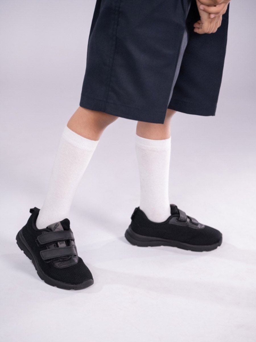 Black Canvas School Shoes for Kids - Velcro Closure