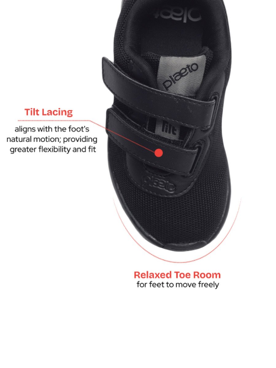 Black Canvas School Shoes for Kids - Velcro Closure