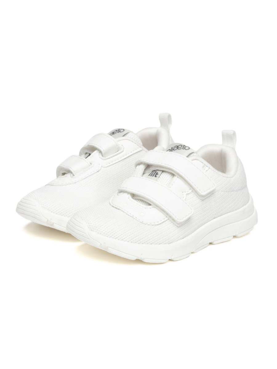 White Velcro School Shoes for Kids PU Canvas