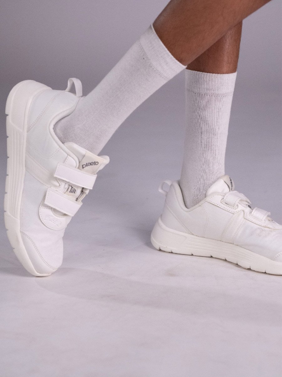 School Shoes - White - Hook and Loop Sport Shoes - Boys and Girls