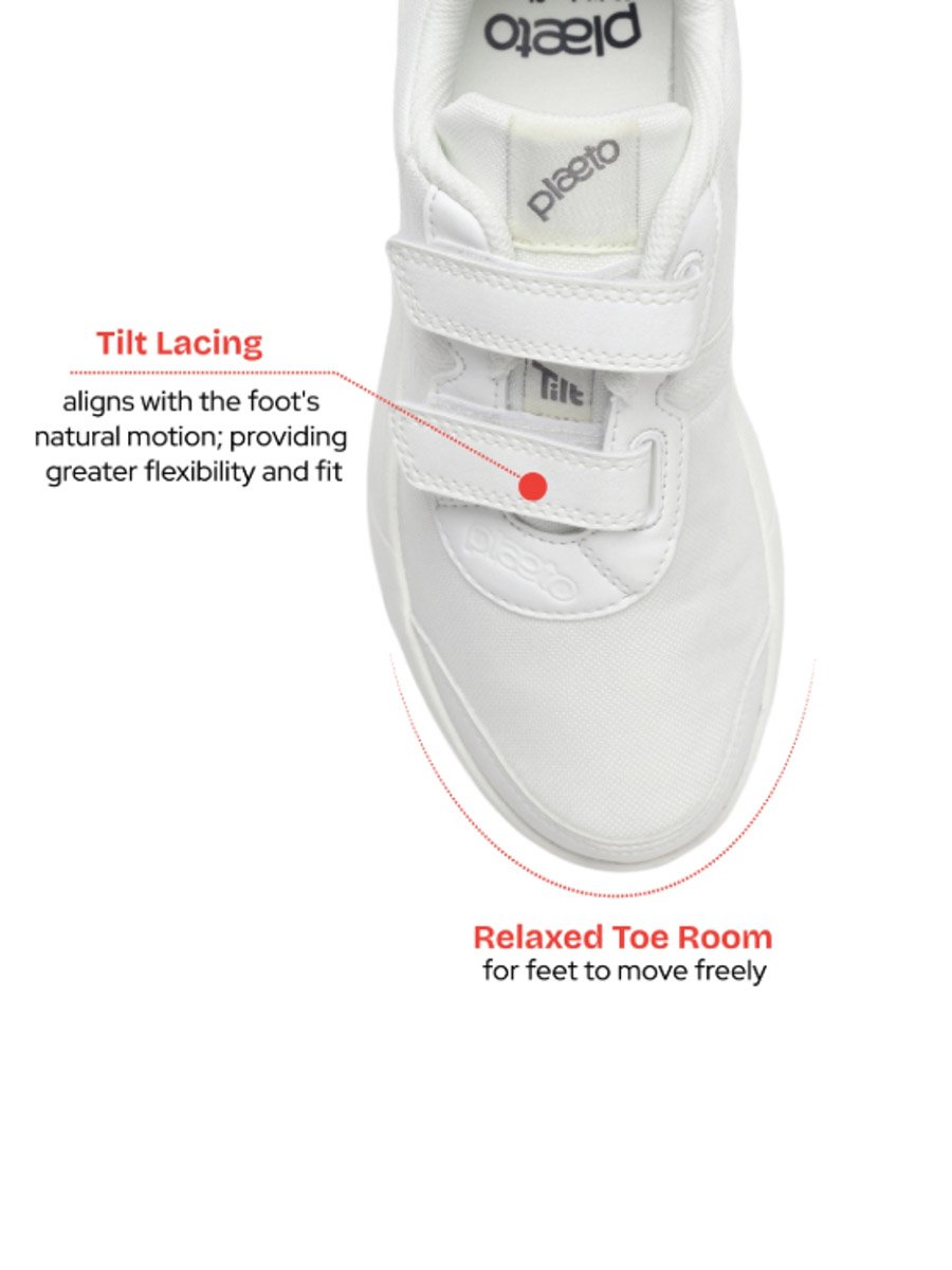 School Shoes - White - Hook and Loop Sport Shoes - Boys and Girls