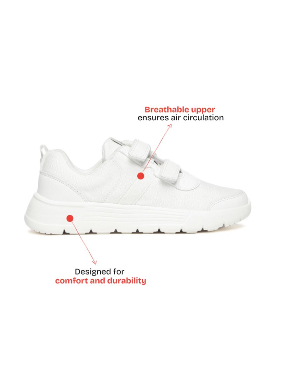 School Shoes - White - Hook and Loop Sport Shoes - Boys and Girls