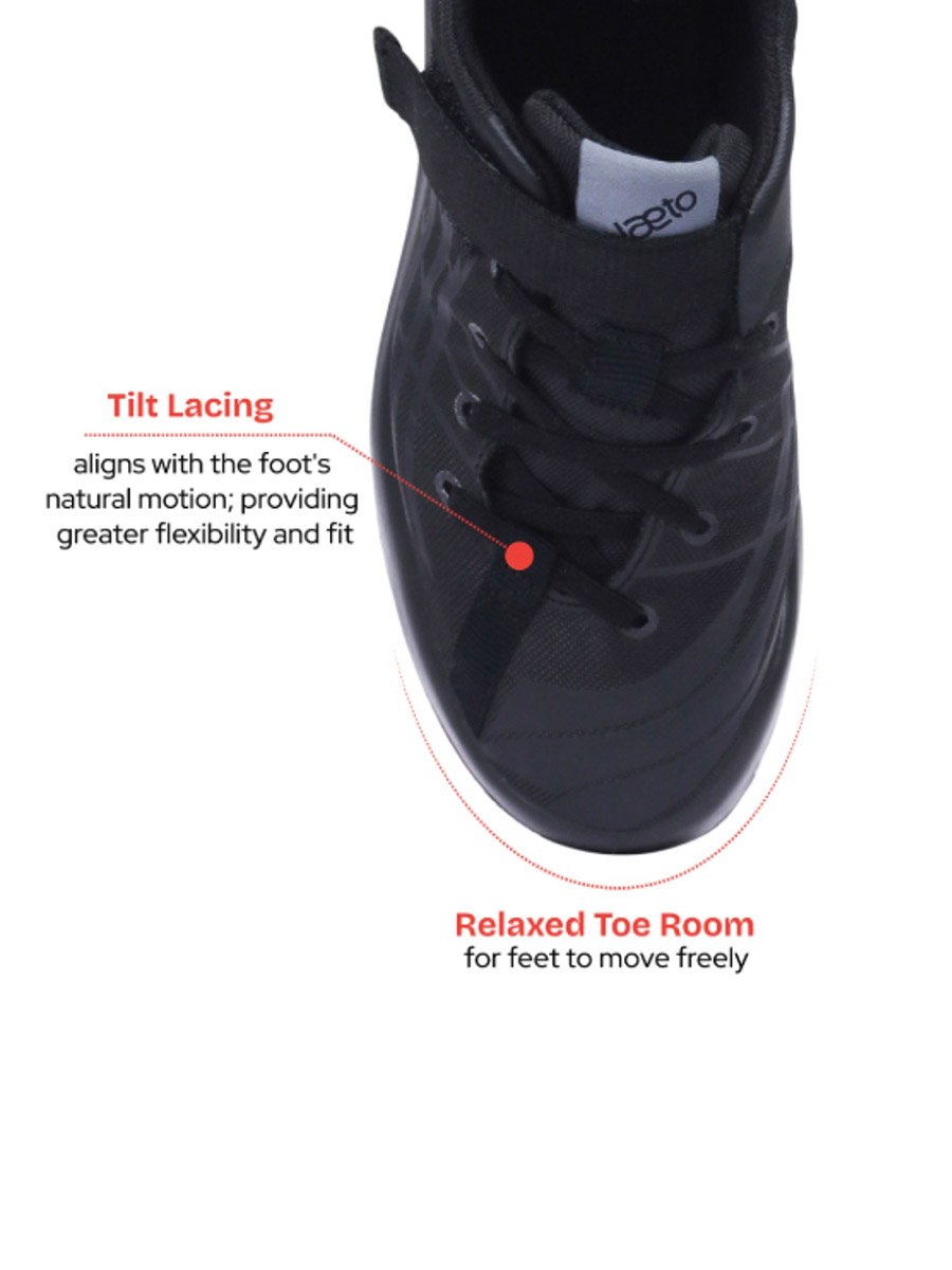 Nova Black Casual School Shoes for Kids - Hook and Loop Fastening