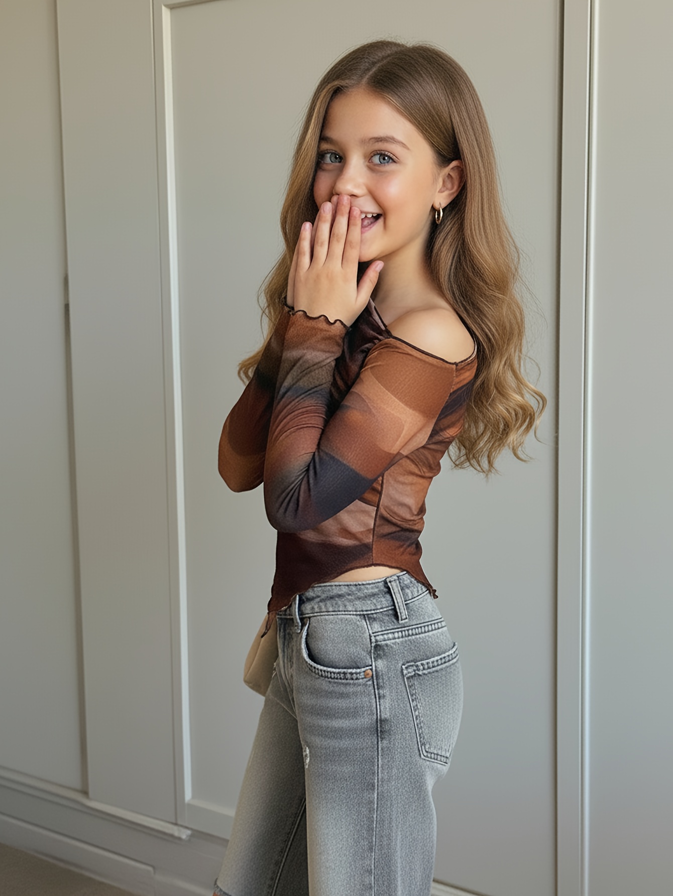 Girls One-Shoulder Long-Sleeve Knit Top