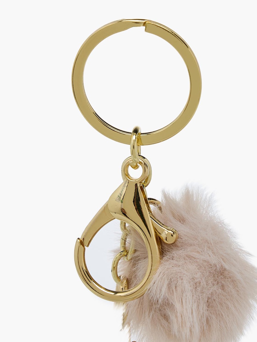 Keychain with Initial N Pom-Pom Accent
