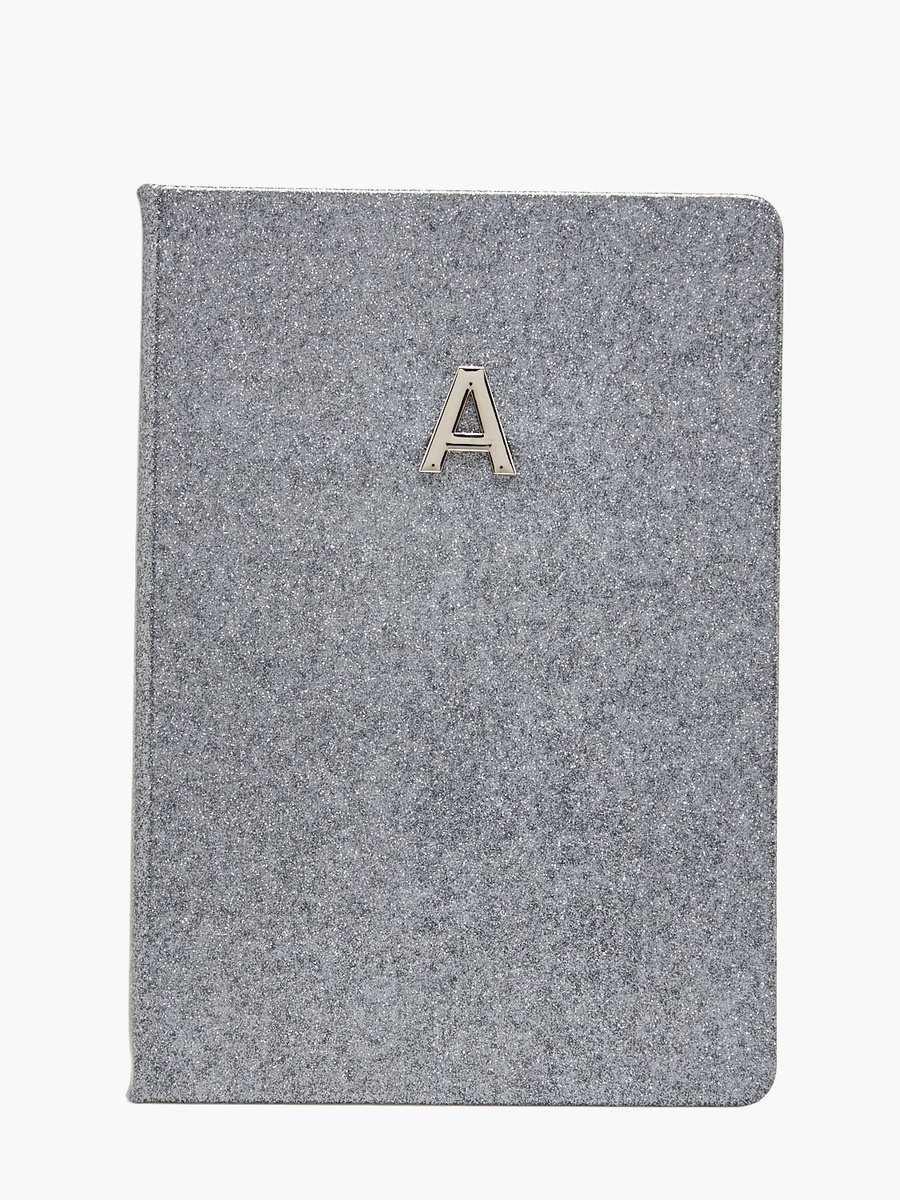 Initial A Glitter Design Hardcover Notebook