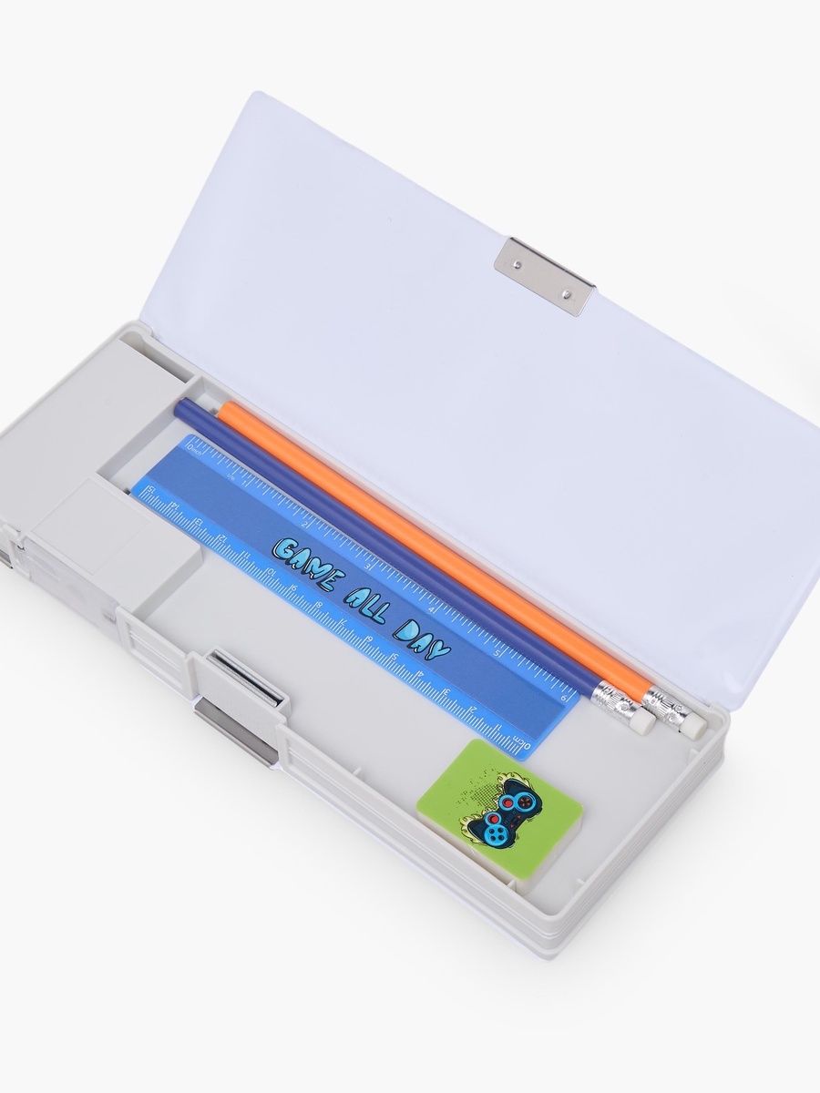 Game Print Stationery Set with Pencil Case, Pens and Ruler - 14-Piece