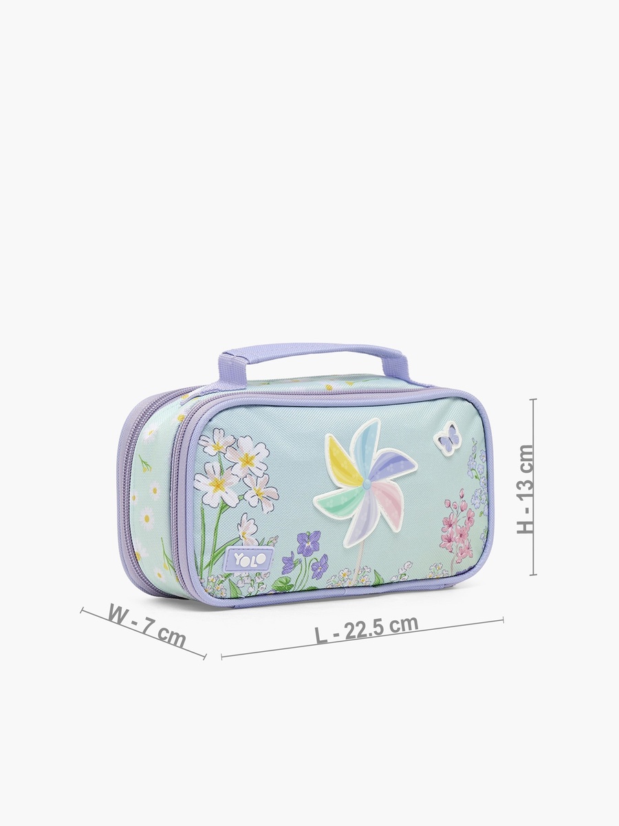 Floral Print Pencil Pouch with 2 Compartments