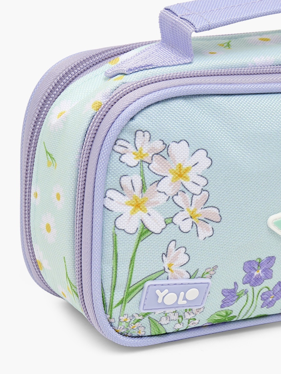 Floral Print Pencil Pouch with 2 Compartments
