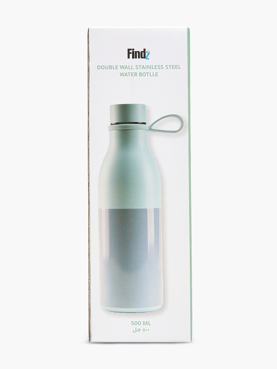 Stainless Steel Double Wall Insulated Water Bottle with Silicone Handle - 500 ml