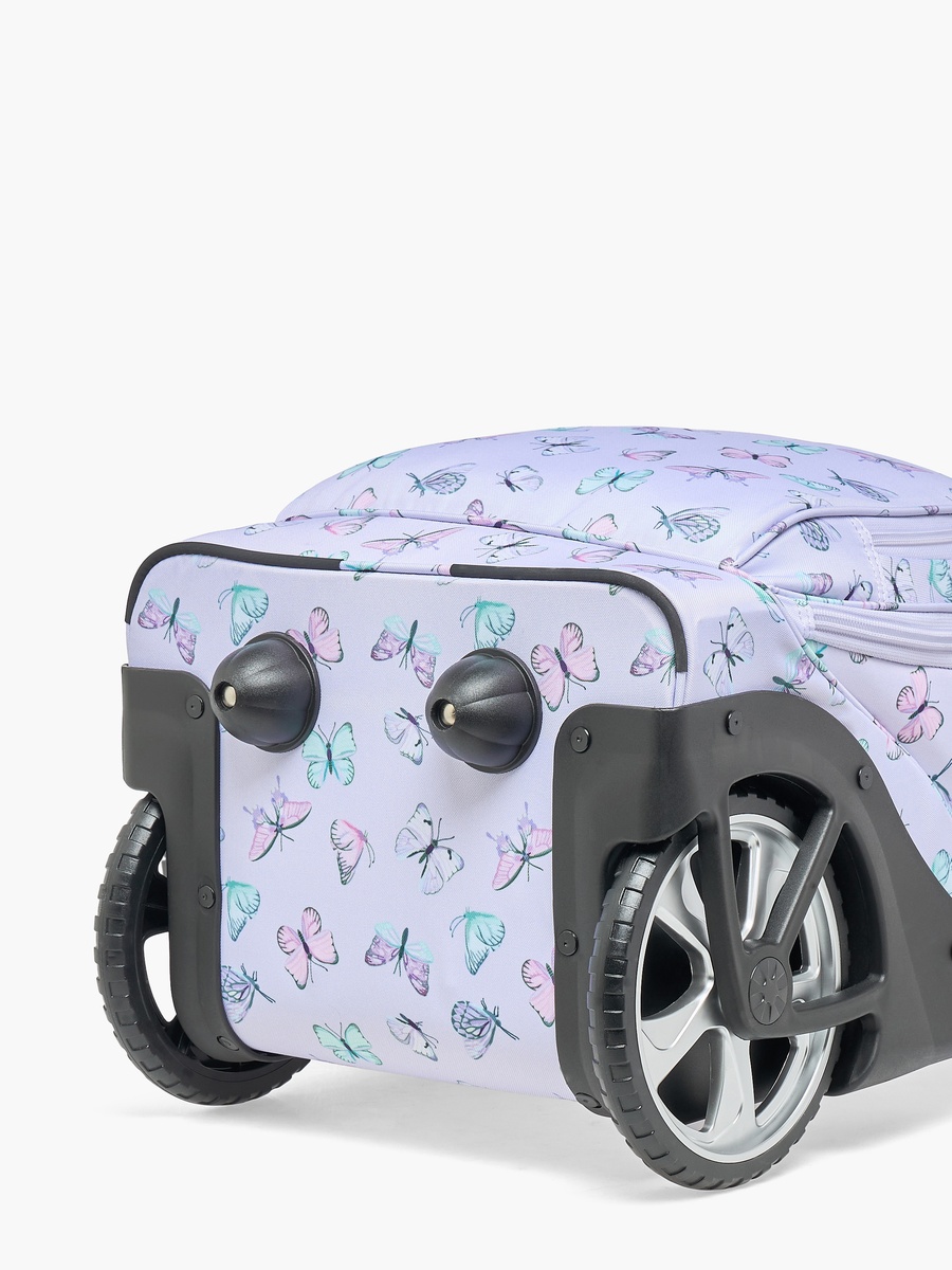 Butterfly Print Trolley Bag with Retractable Handle - 18 inches
