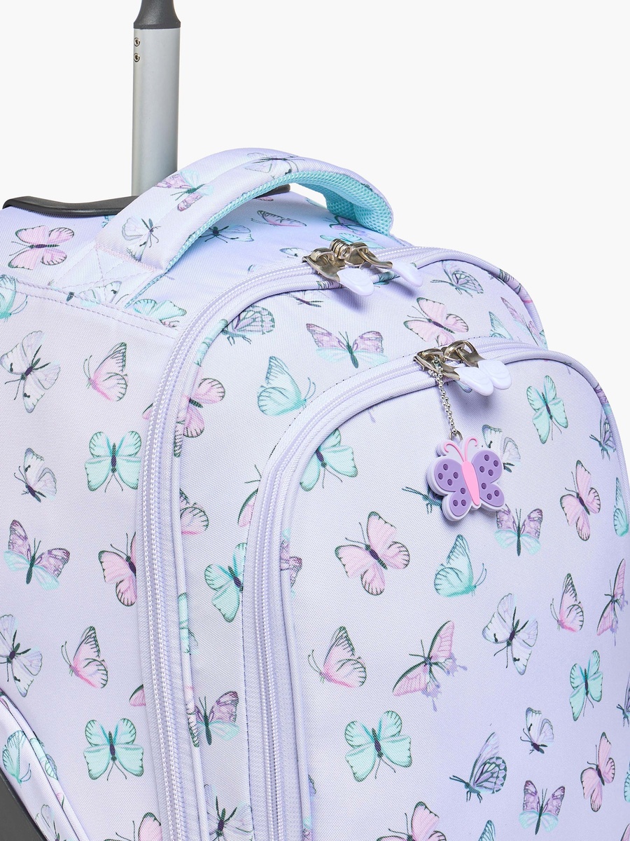 Butterfly Print Trolley Bag with Retractable Handle - 18 inches