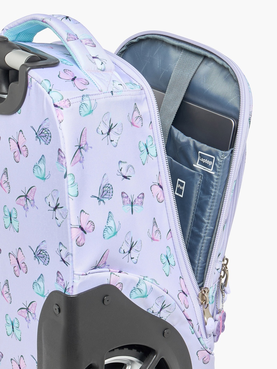 Butterfly Print Trolley Bag with Retractable Handle - 18 inches