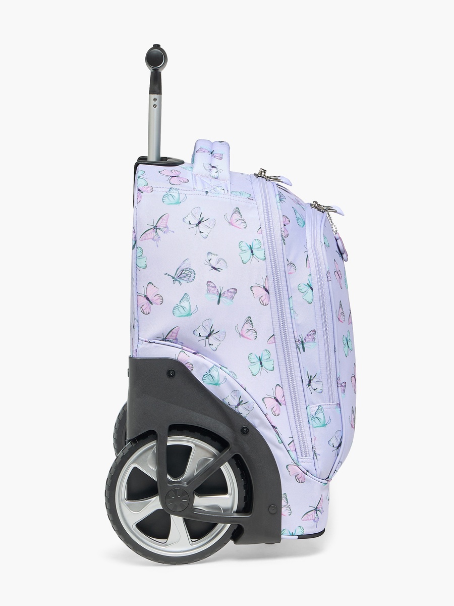 Butterfly Print Trolley Bag with Retractable Handle - 18 inches