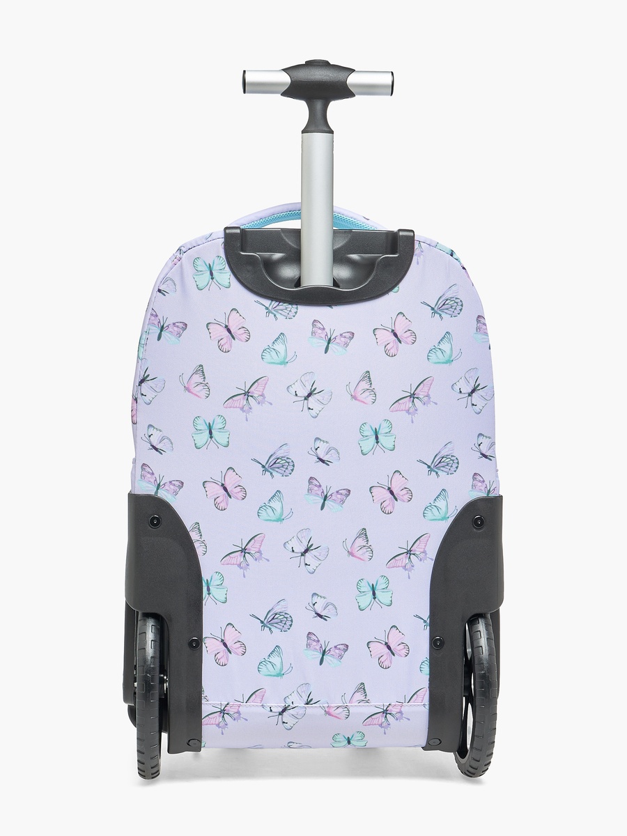 Butterfly Print Trolley Bag with Retractable Handle - 18 inches