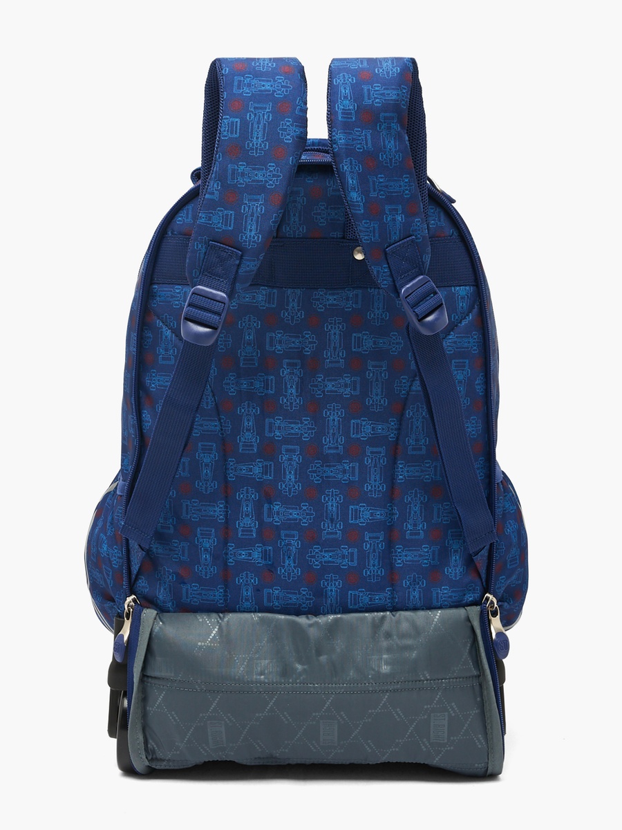 Racing Car Print Trolley Backpack with Retractable Handle - 18 inch