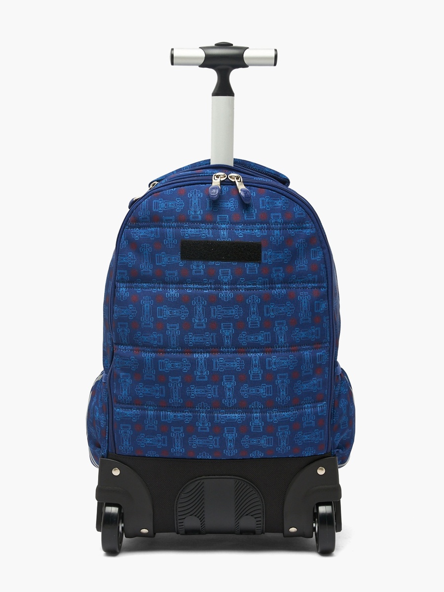 Racing Car Print Trolley Backpack with Retractable Handle - 18 inch