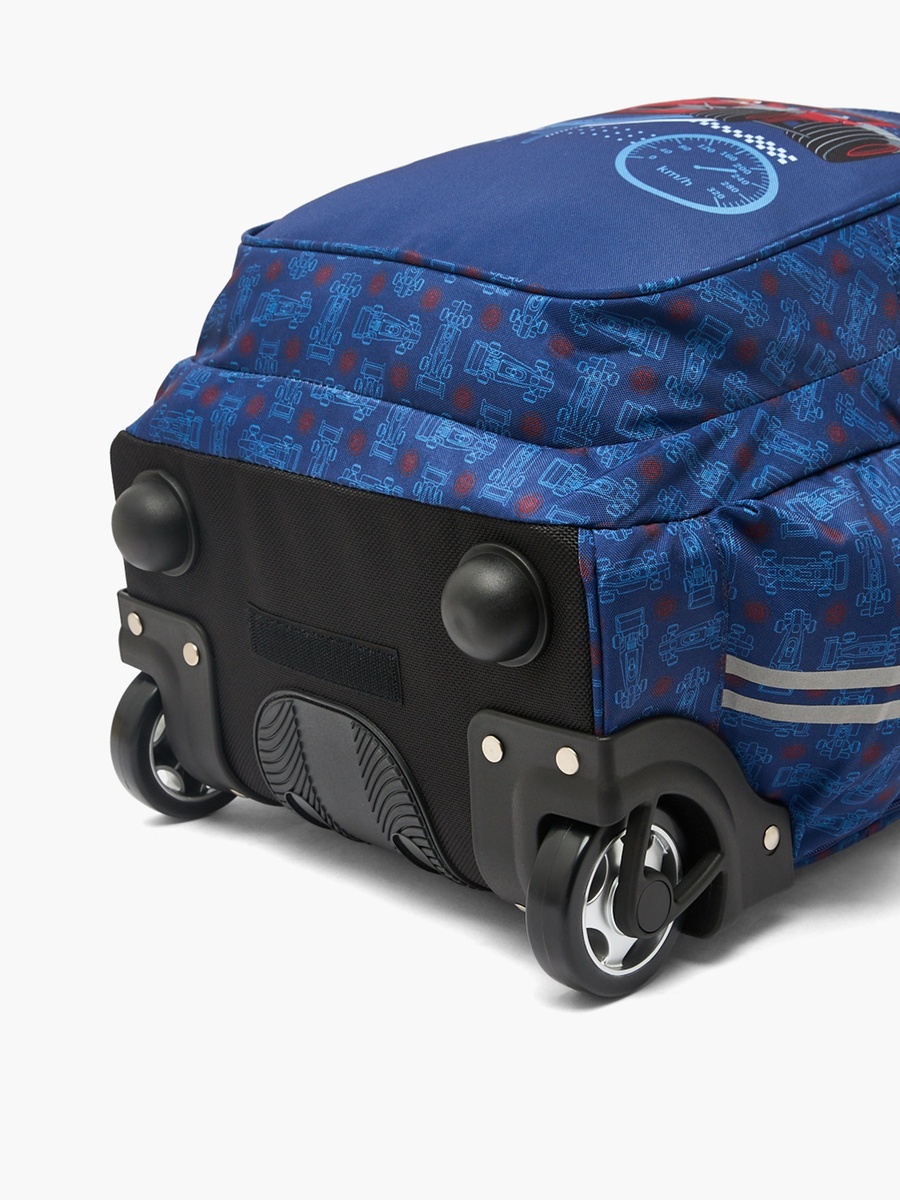 Racing Car Print Trolley Backpack with Retractable Handle - 18 inch