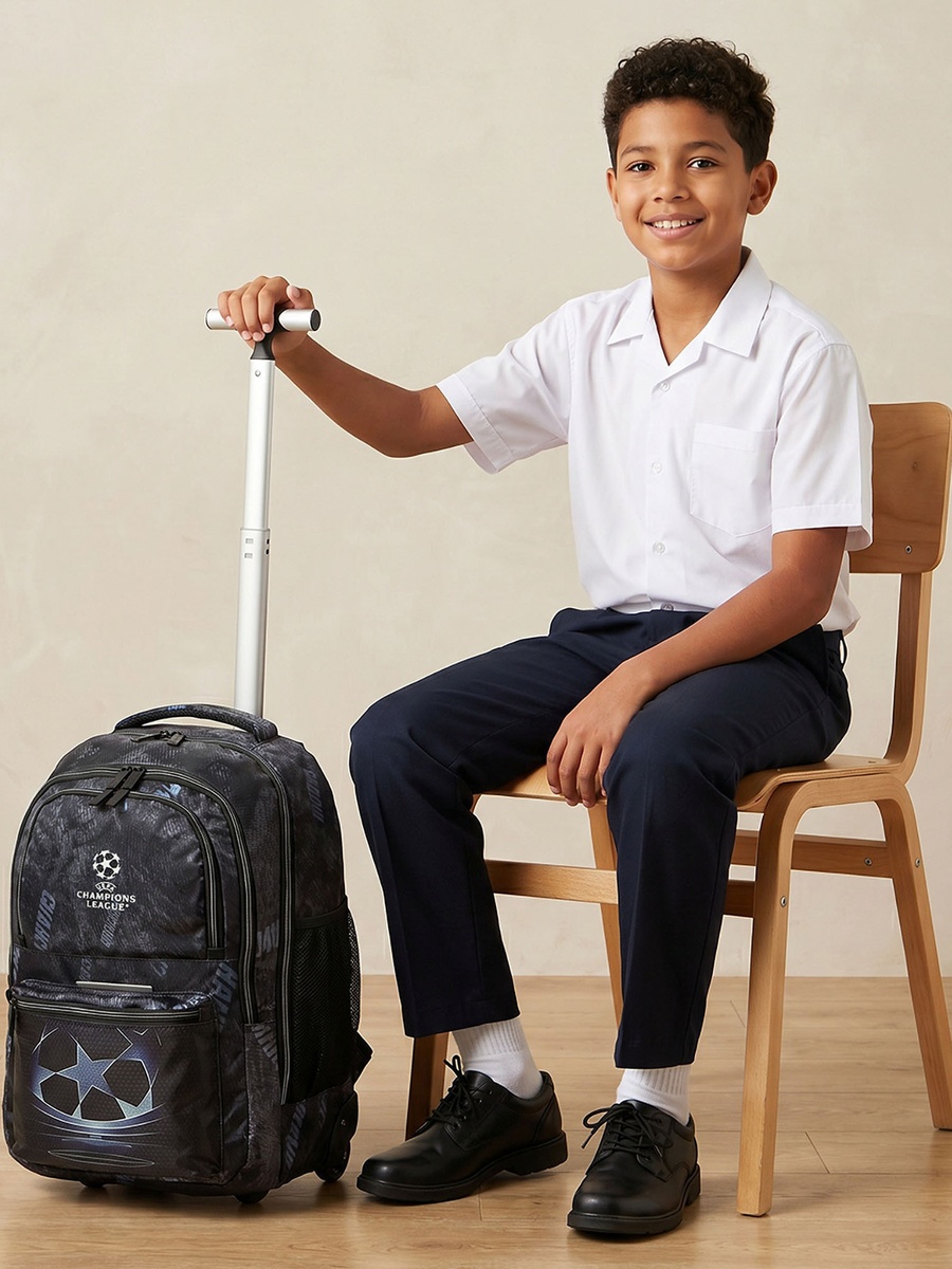 Printed Trolley Backpack with Retractable Handle - 20 inches