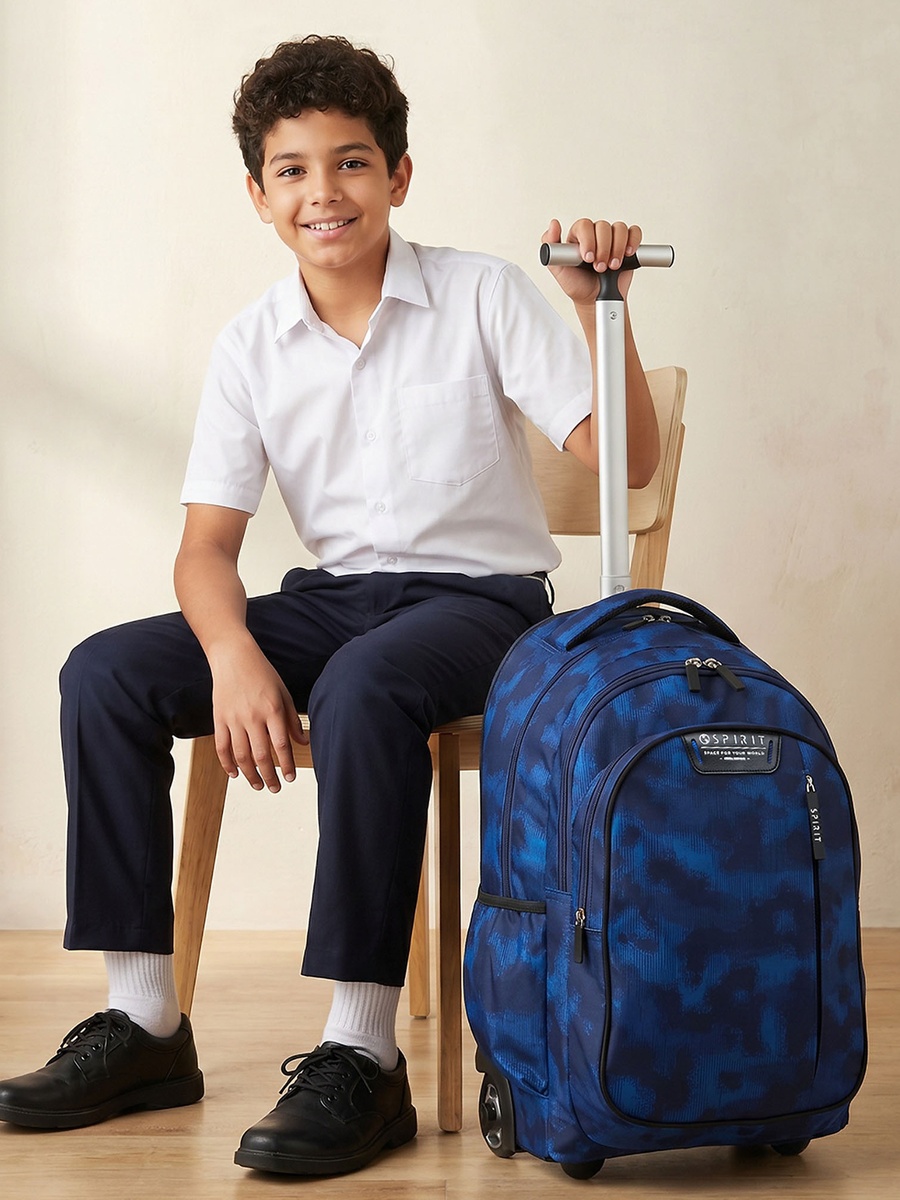 Printed Trolley Backpack with Retractable Handle - 19 inches