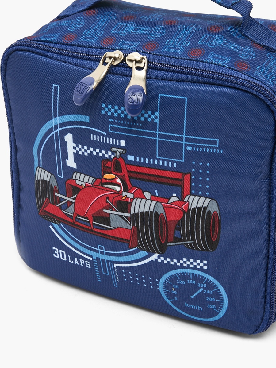 Racing Car Print Lunch Bag with Adjustable Strap