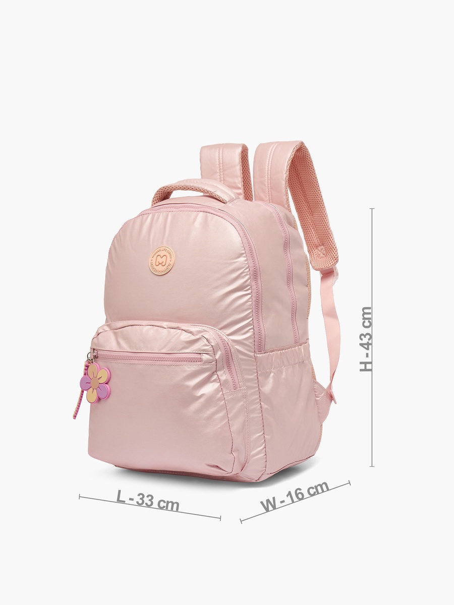 Solid Backpack with Padded Shoulder Straps - 17 inches