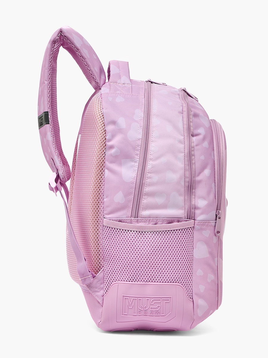 Heart Print Backpack with Padded Shoulder Straps - 17 inches