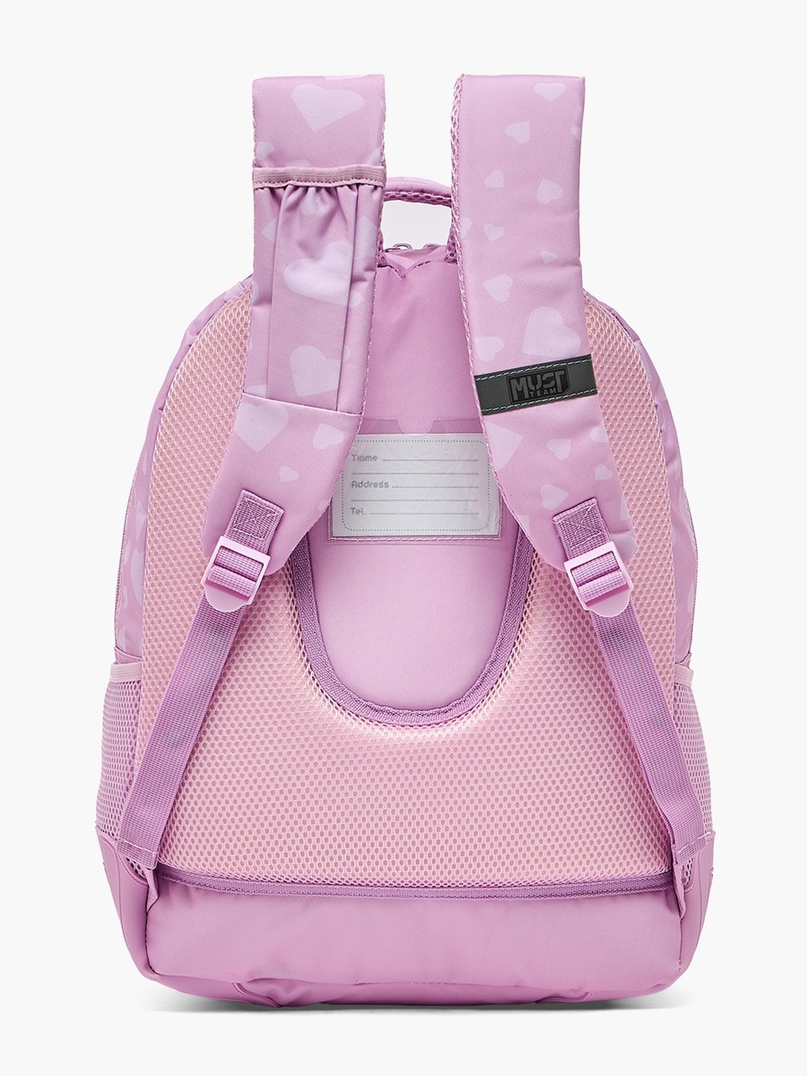Heart Print Backpack with Padded Shoulder Straps - 17 inches