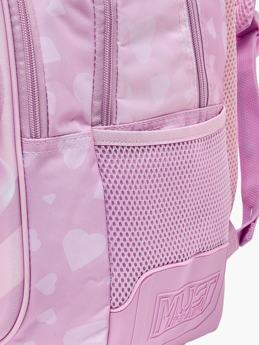 Heart Print Backpack with Padded Shoulder Straps - 17 inches