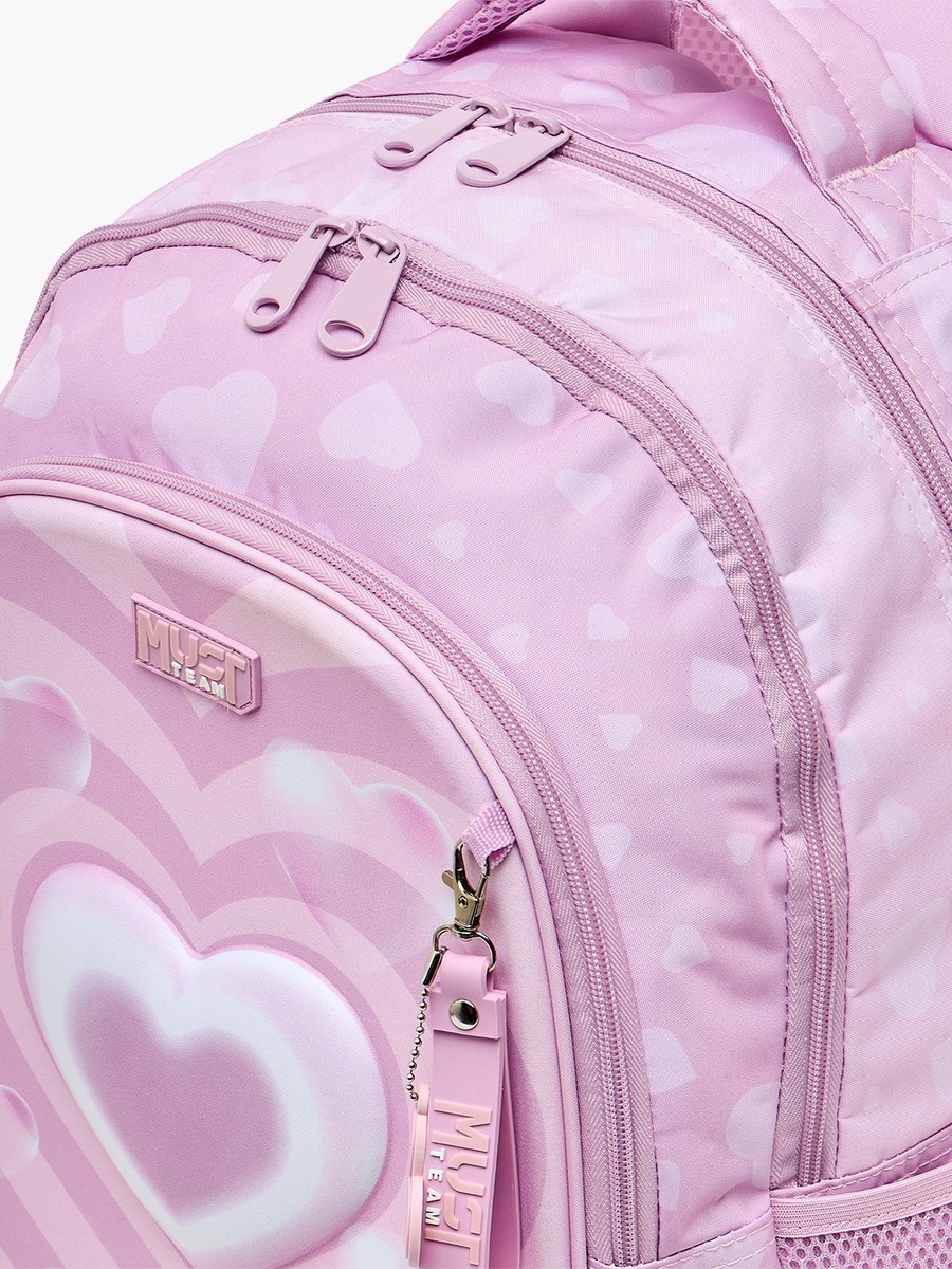 Heart Print Backpack with Padded Shoulder Straps - 17 inches