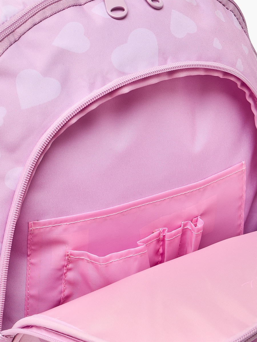 Heart Print Backpack with Padded Shoulder Straps - 17 inches