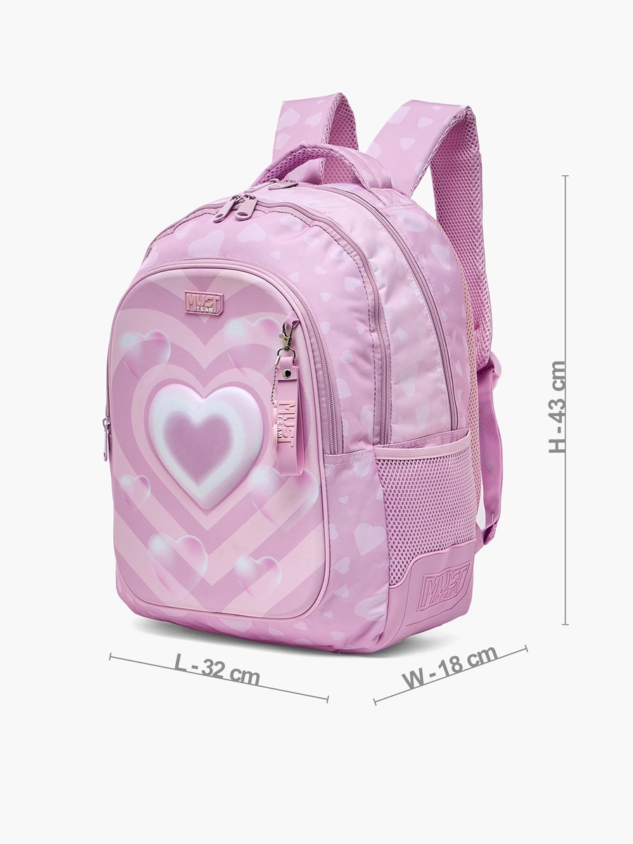 Heart Print Backpack with Padded Shoulder Straps - 17 inches