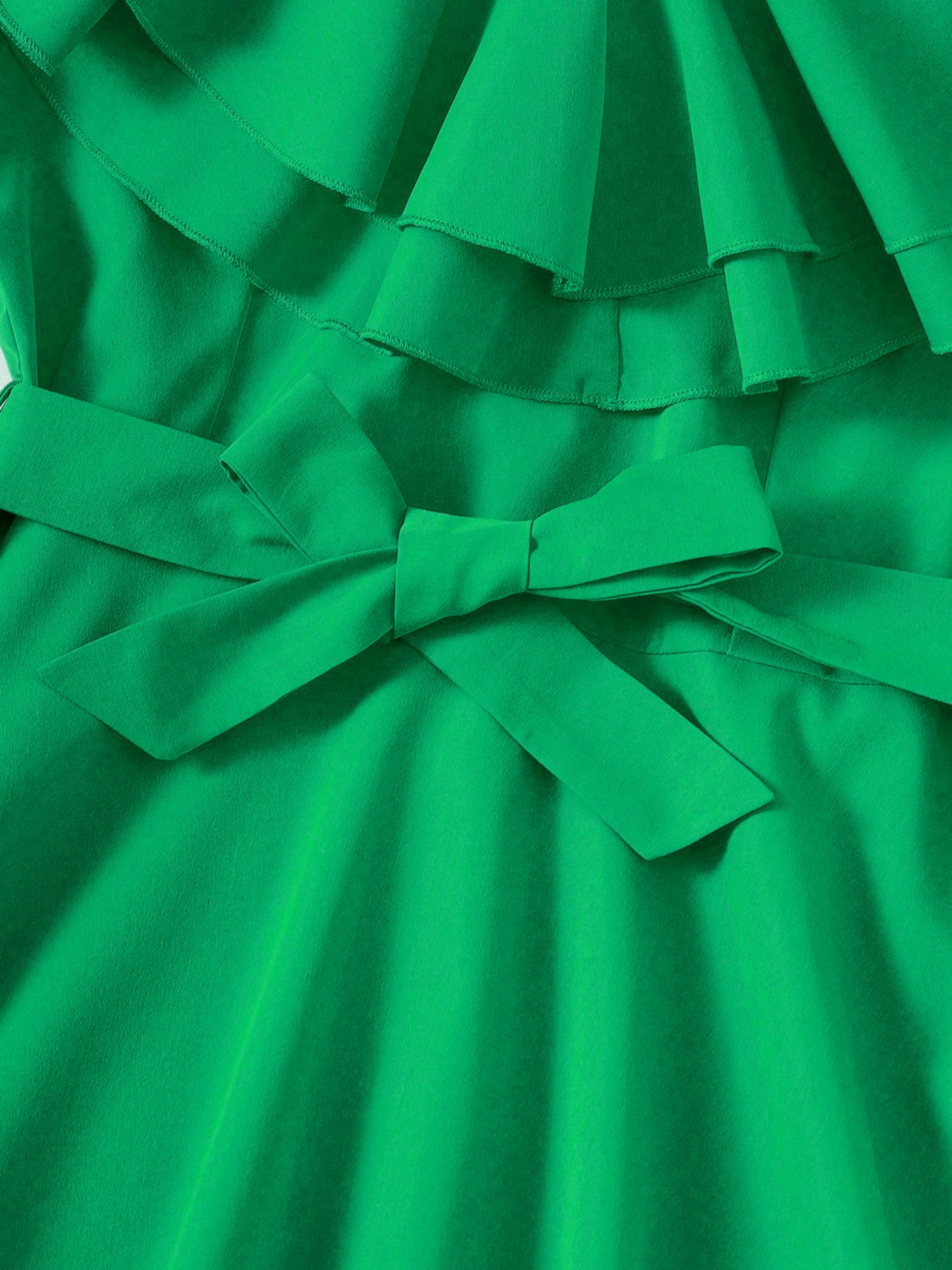 Emerald Green Sleeveless Ruffle Dress
