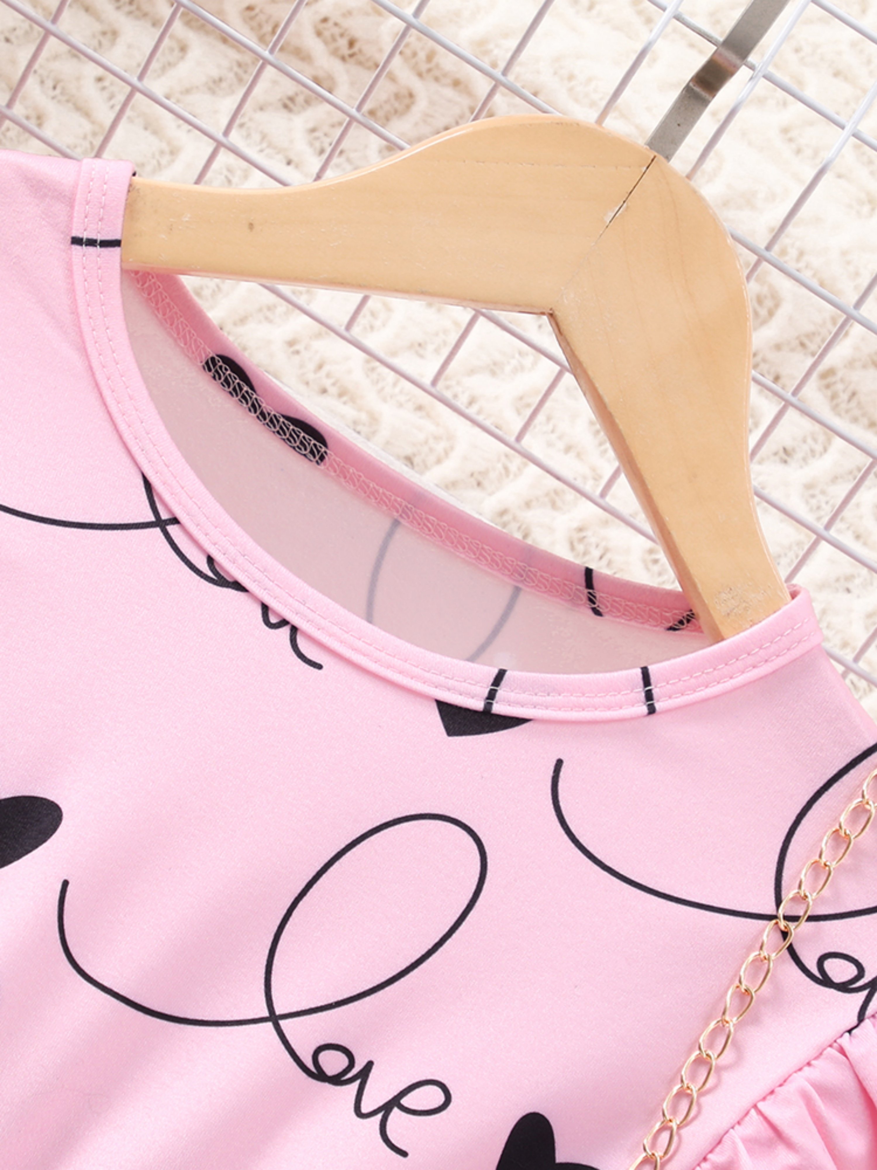 Girls Heart Print Tulle Dress