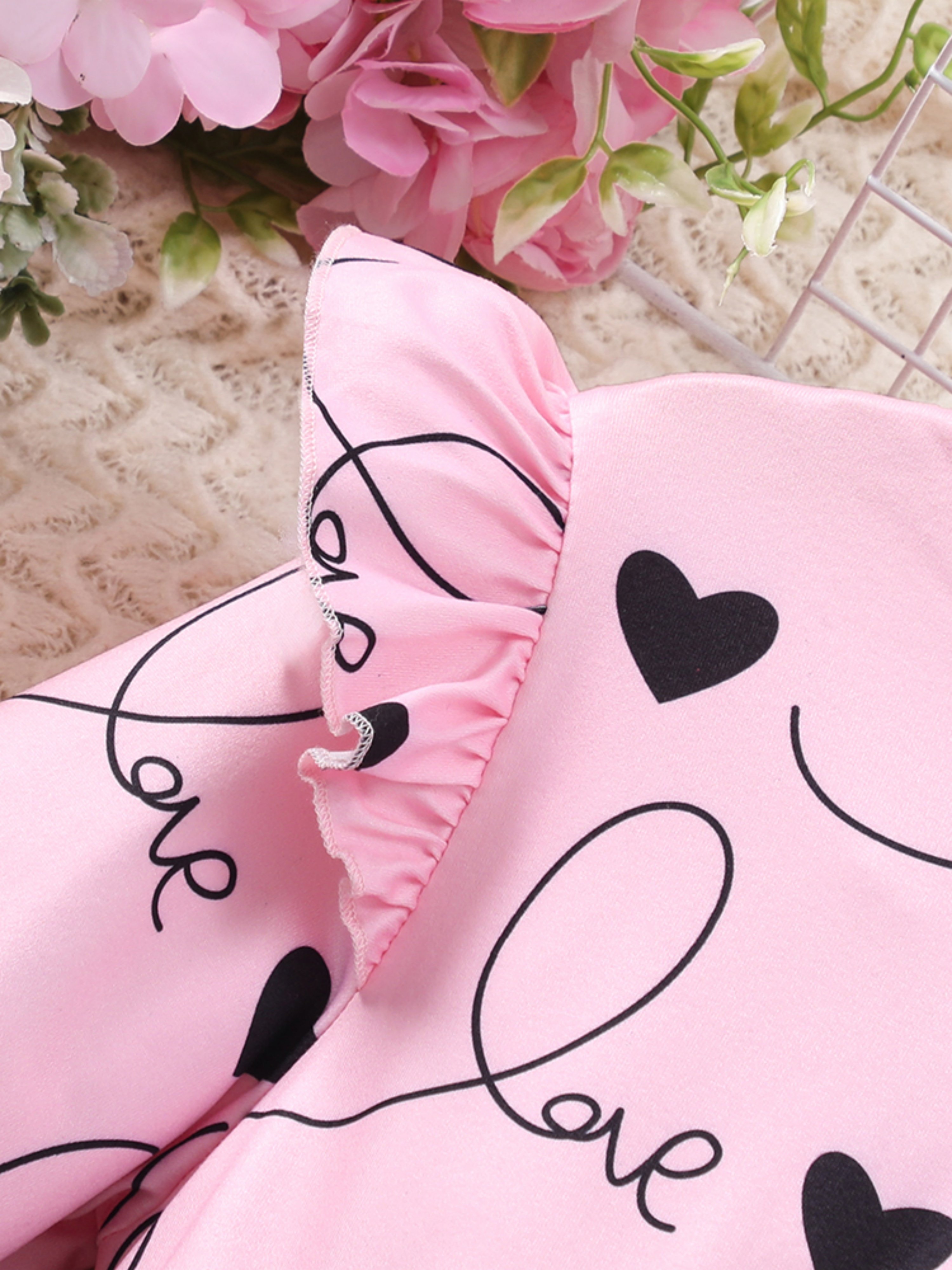 Girls Heart Print Tulle Dress