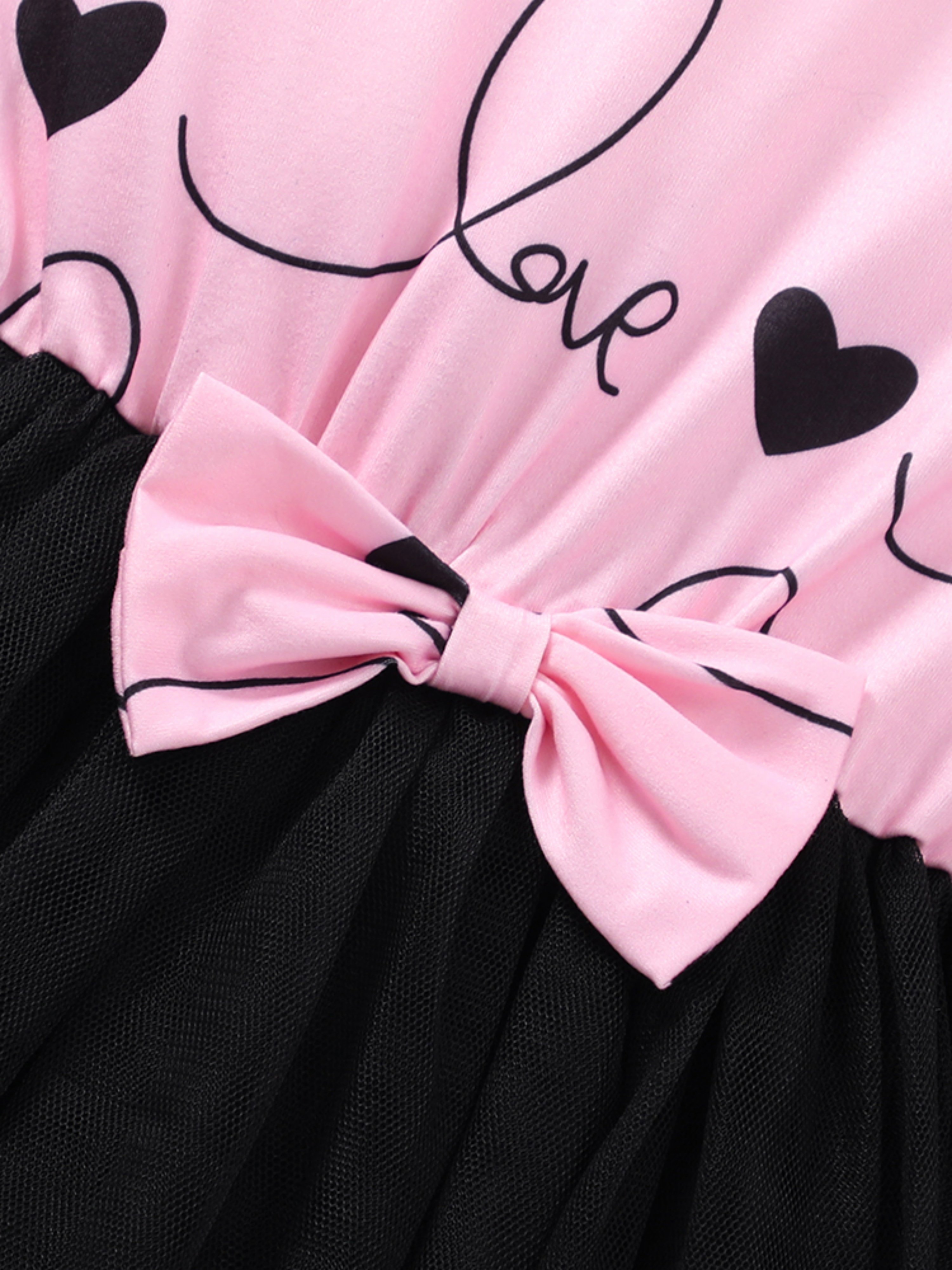 Girls Heart Print Tulle Dress