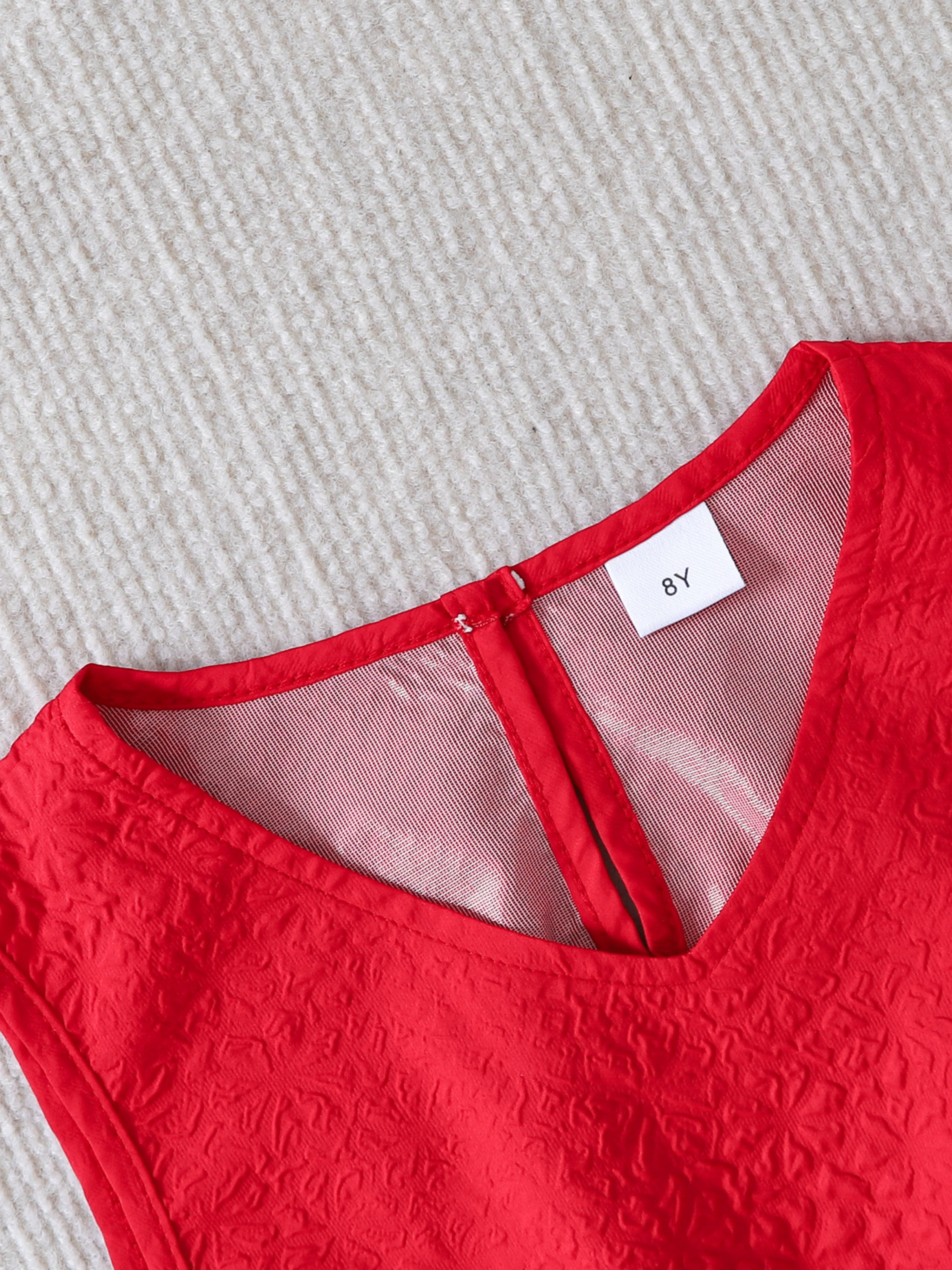 Red Jacquard Sleeveless Tulle Dress