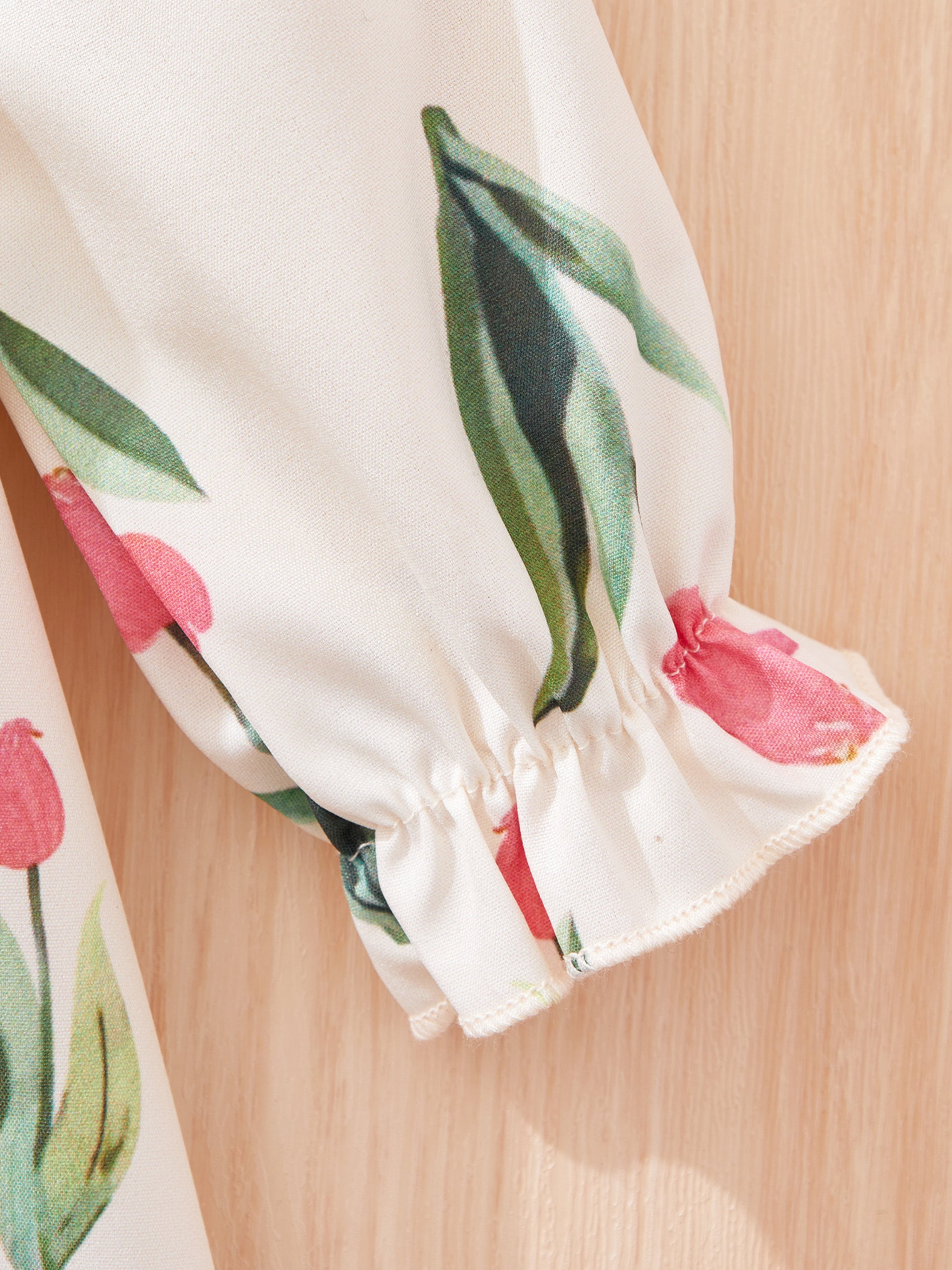 Off White Tulip Floral Print Casual Dress
