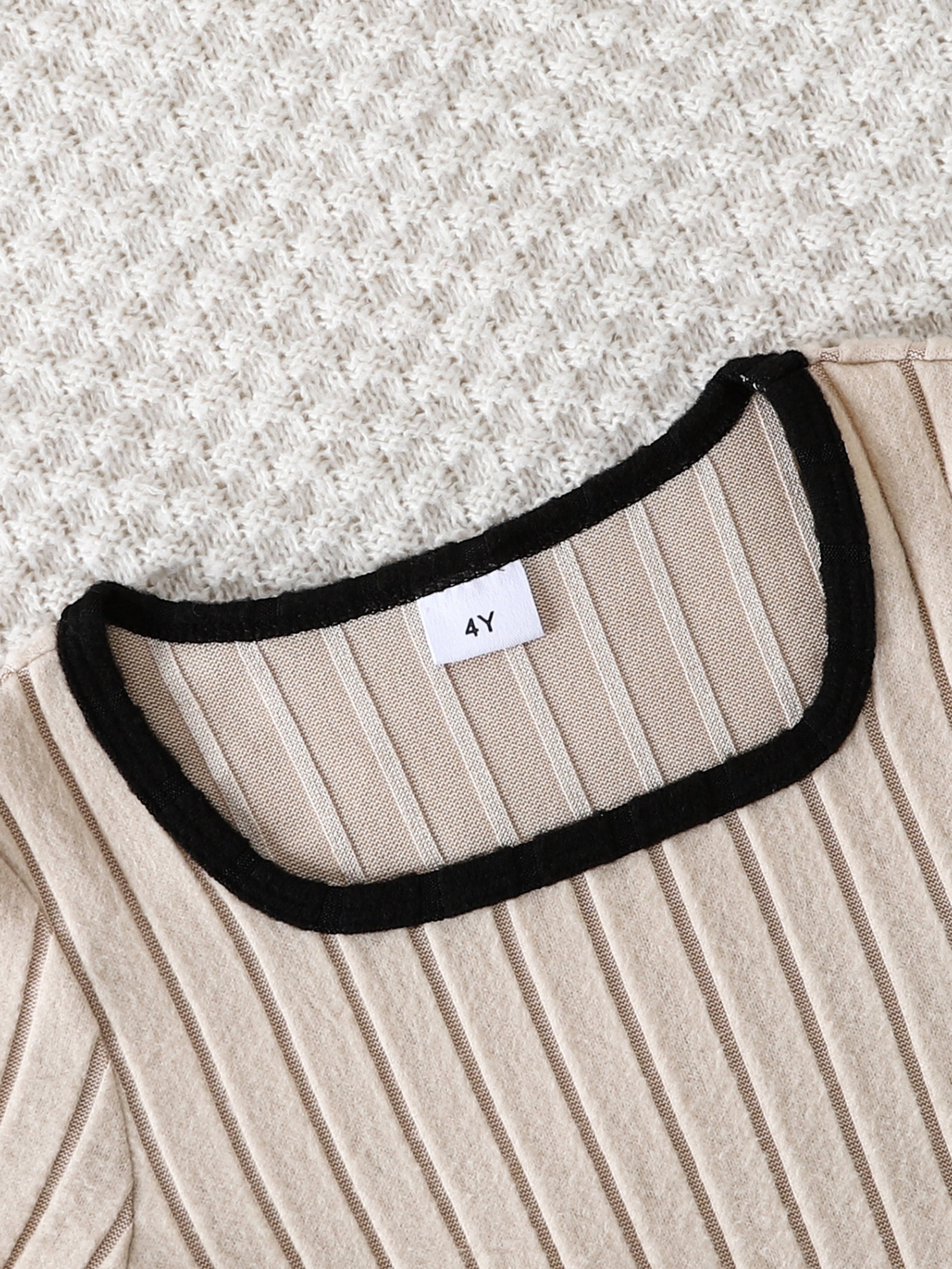 Cream Square Neck Flared Sleeve Knit Dress