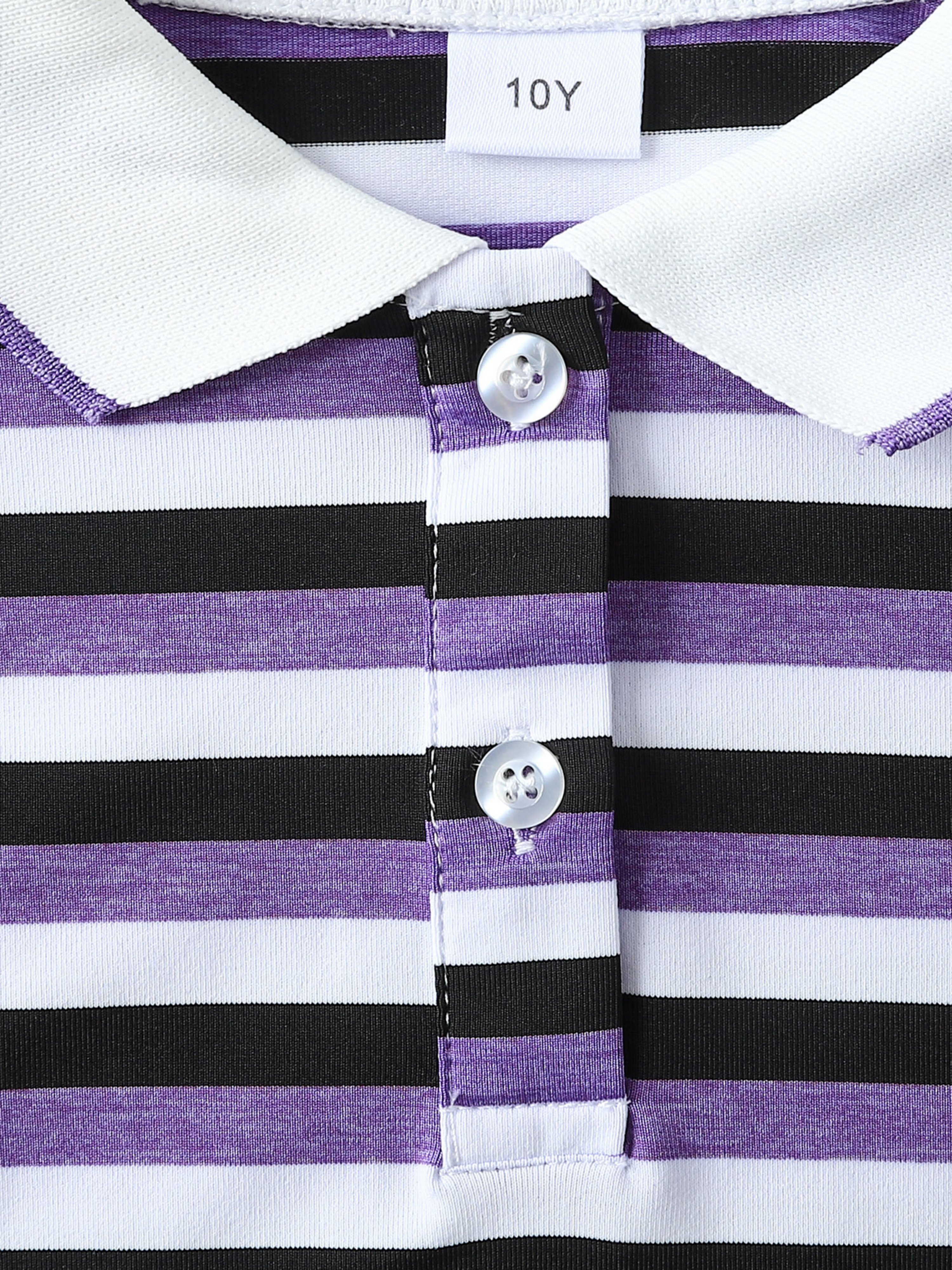 Girls Striped Short Sleeve Polo T-Shirt