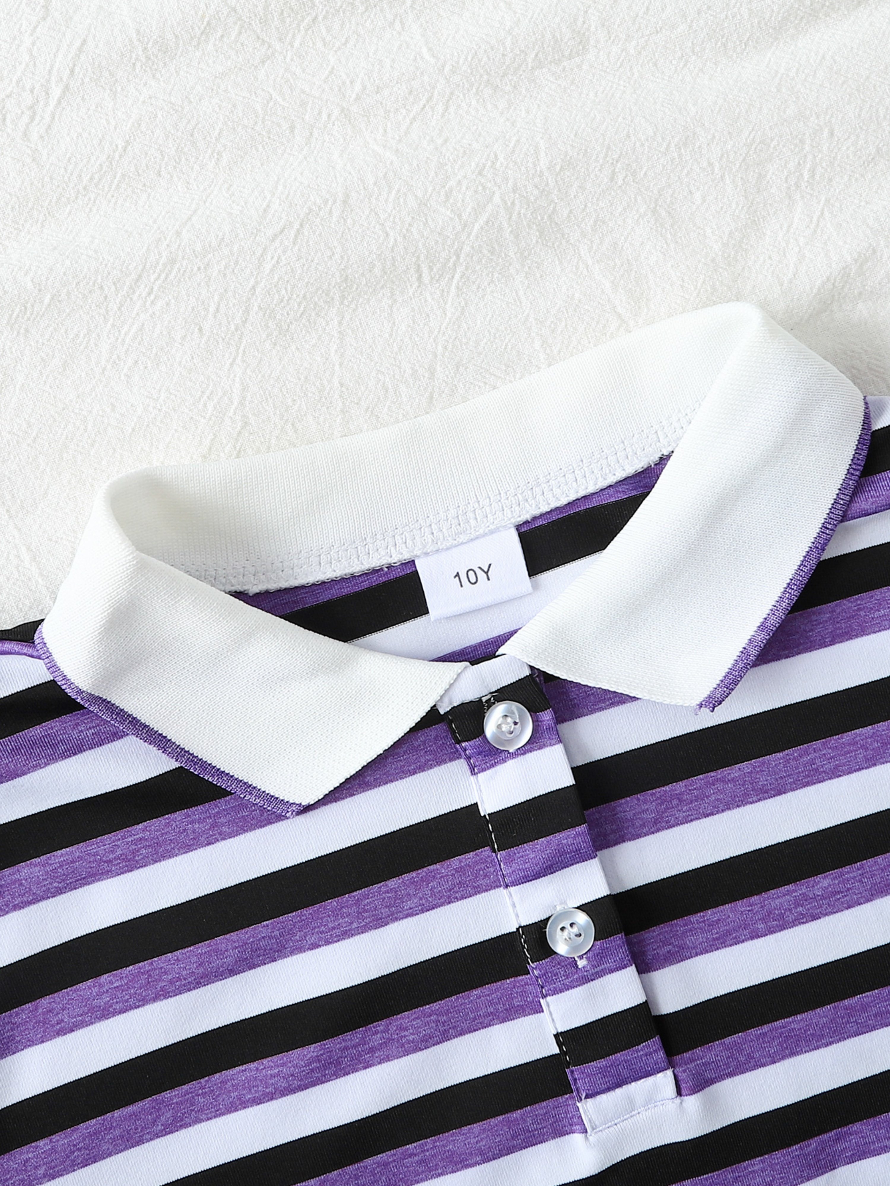Girls Striped Short Sleeve Polo T-Shirt