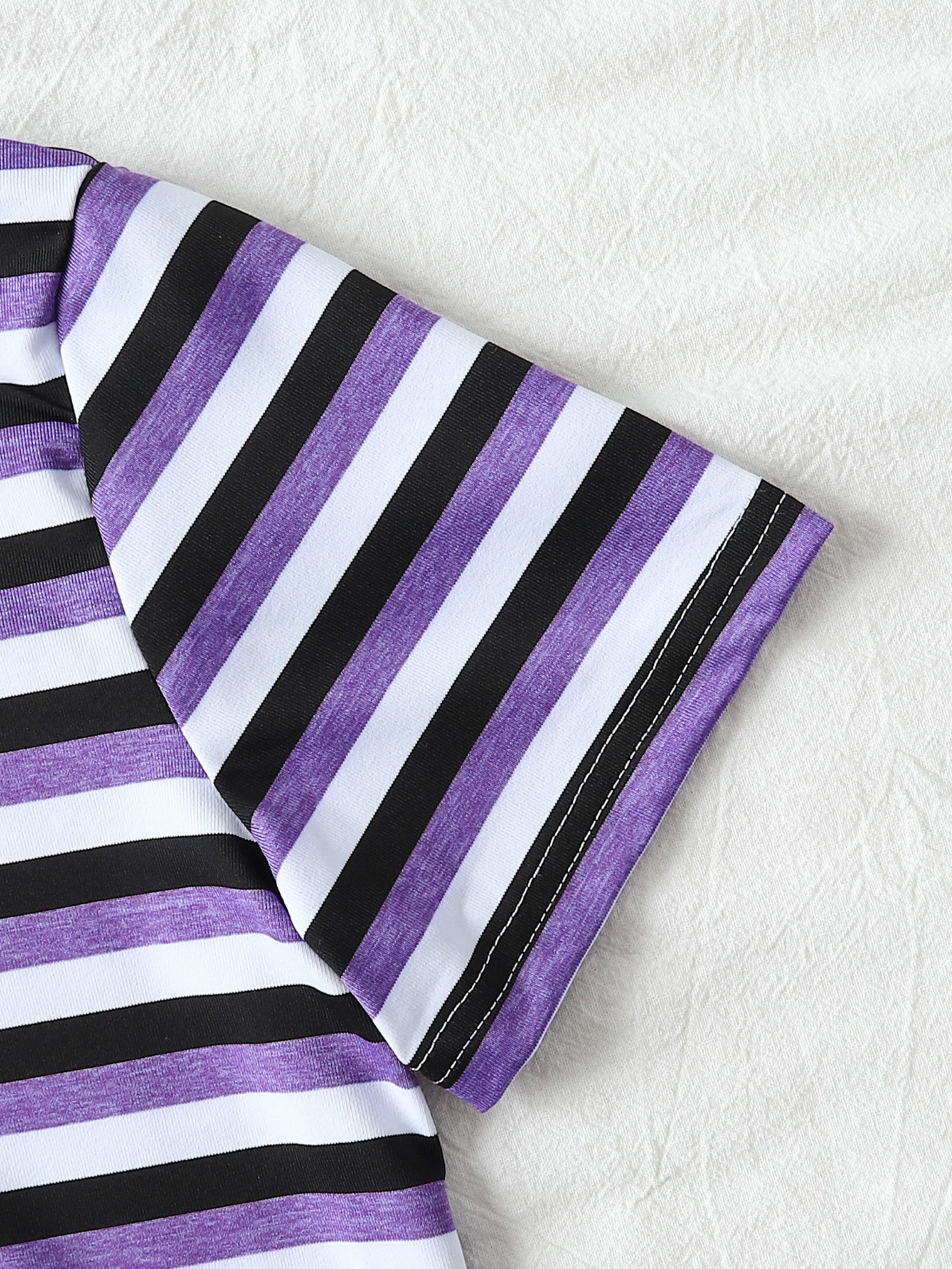 Girls Striped Short Sleeve Polo T-Shirt