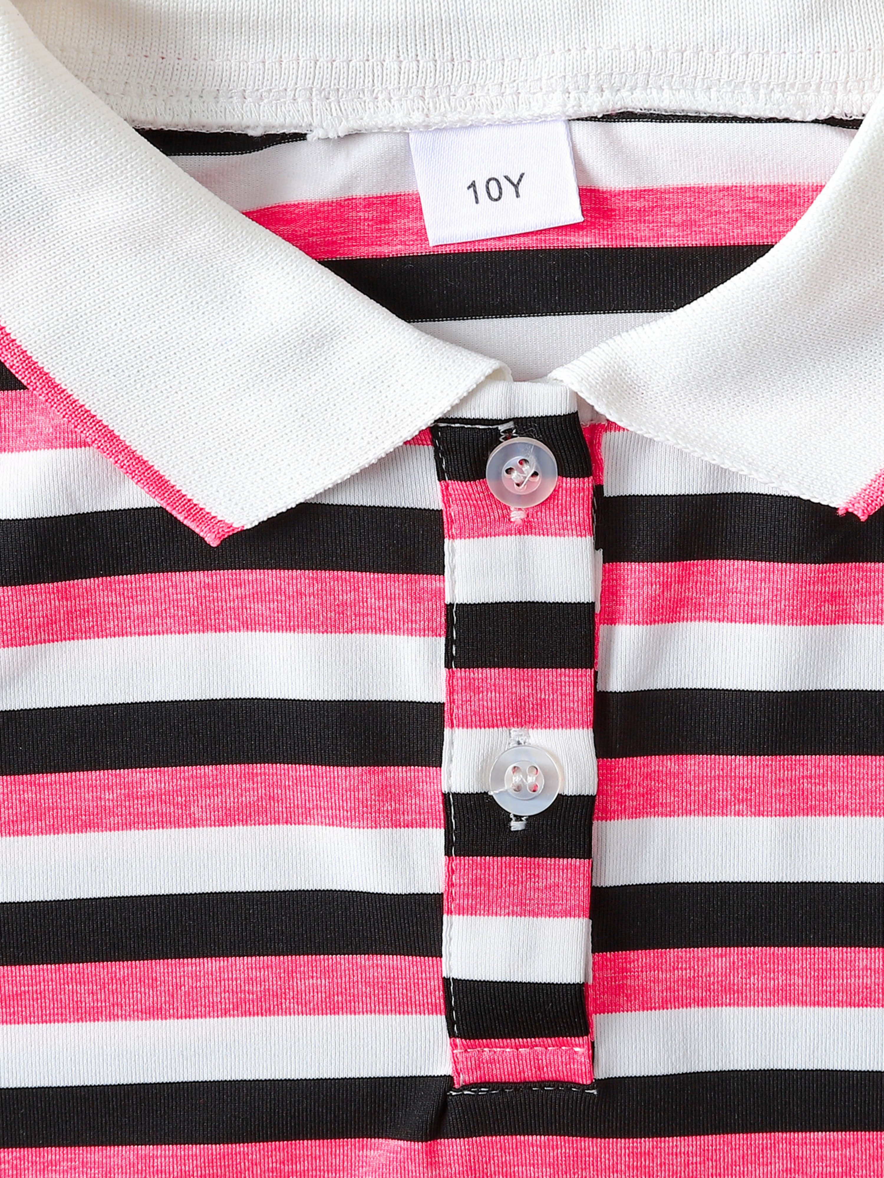Girls Striped Short Sleeve Polo T-Shirt