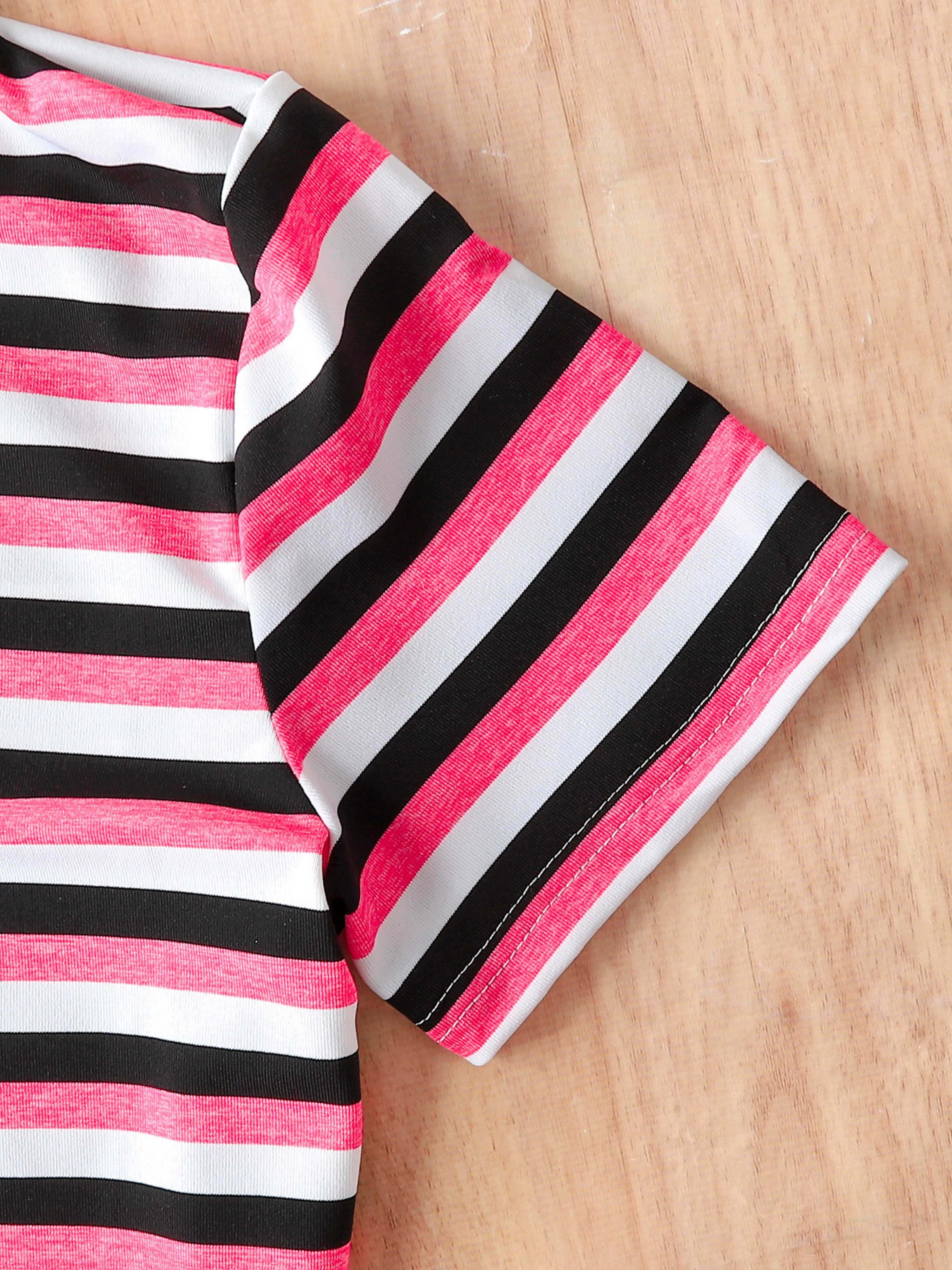 Girls Striped Short Sleeve Polo T-Shirt