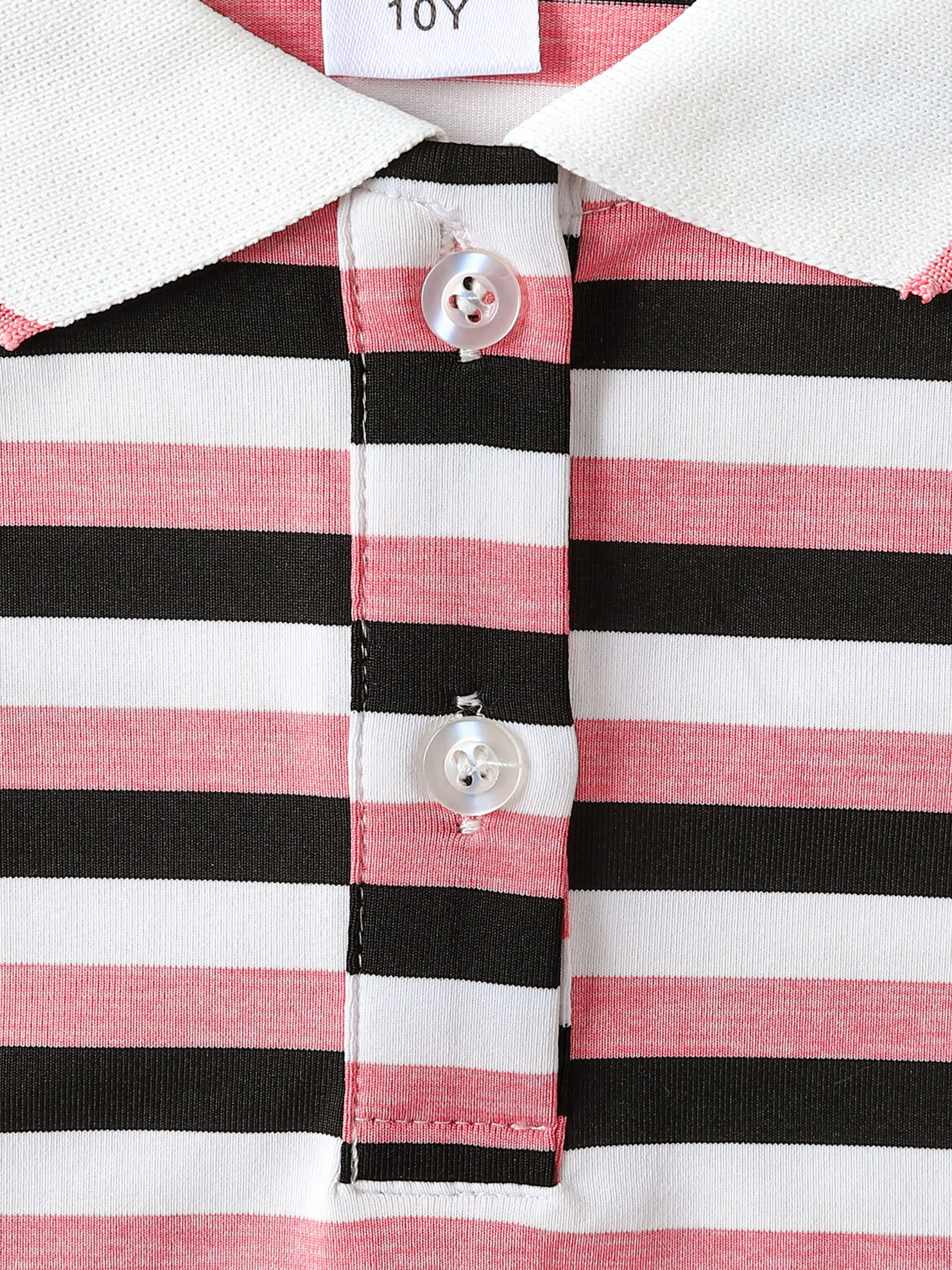 Girls Striped Short Sleeve Polo T-Shirt