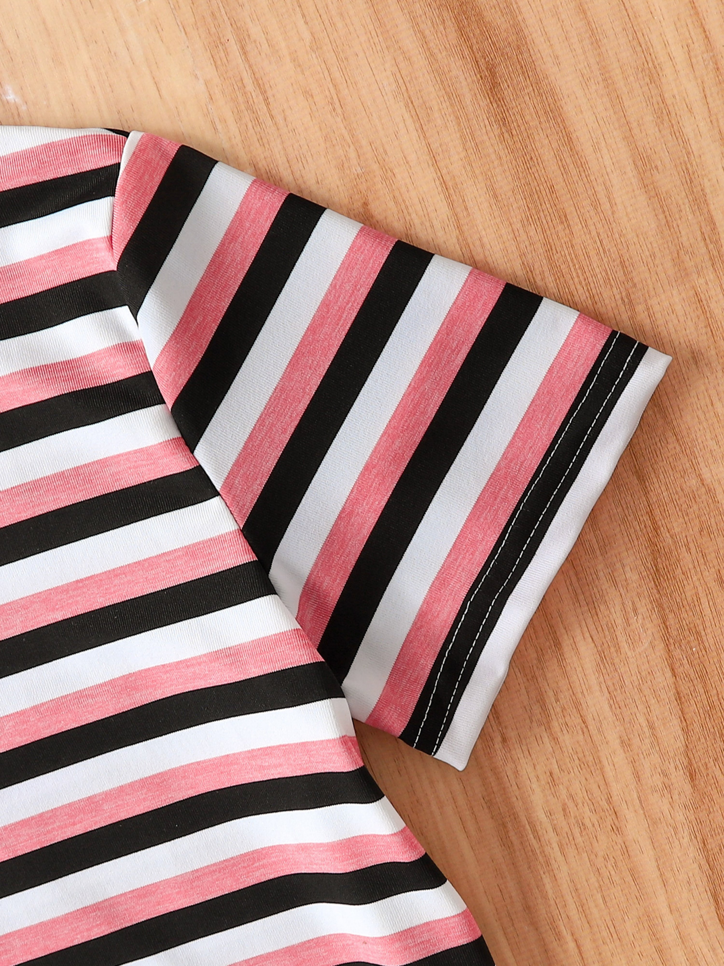 Girls Striped Short Sleeve Polo T-Shirt
