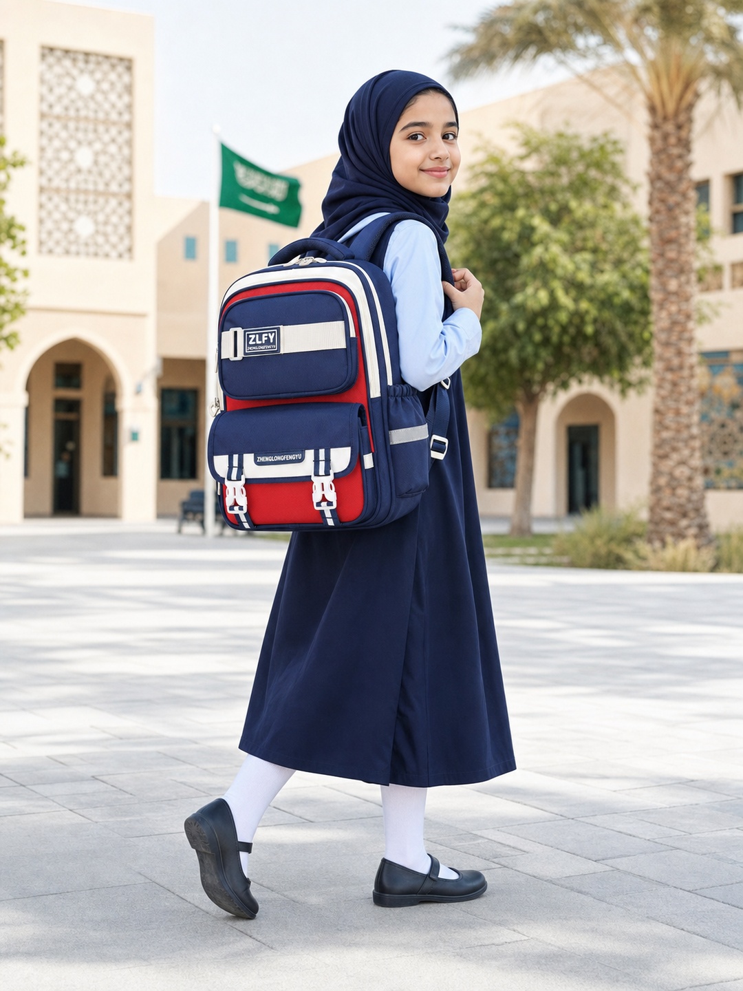 شنطة ظهر متعددة الألوان وسحاب للأطفال