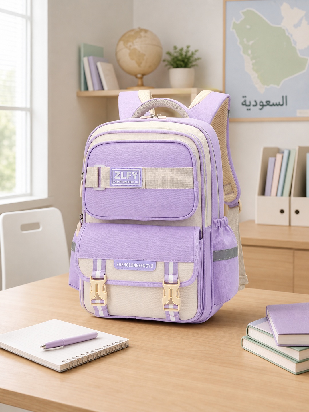 شنطة ظهر متعددة الألوان وسحاب للبنات