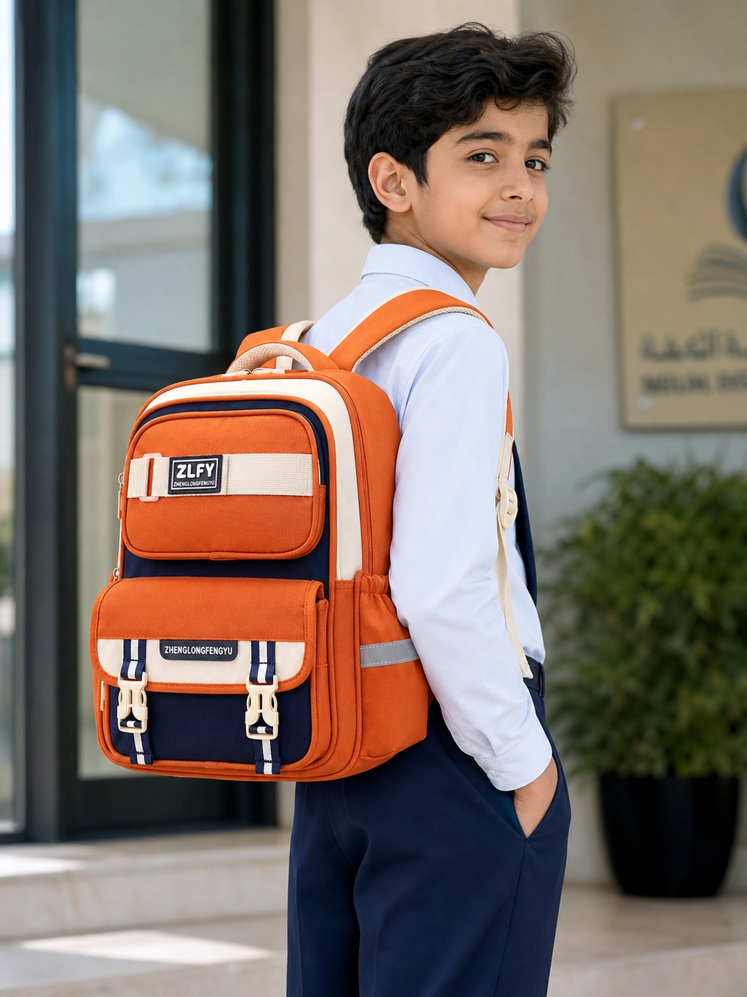 شنطة ظهر متعددة الألوان وسحاب للأطفال